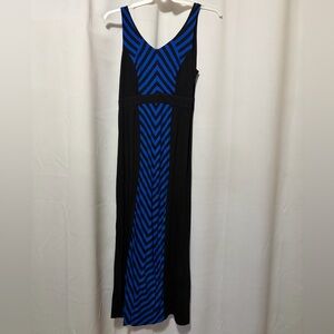 Elegant Black and Blue Chevron Maxi Dress